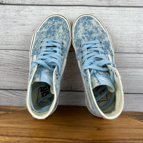 Vans Sk8 Hi Tapered Denim Destroy Winter Sky Sneaker Women’s Shoe Size 6.5 - Picture 9 of 11